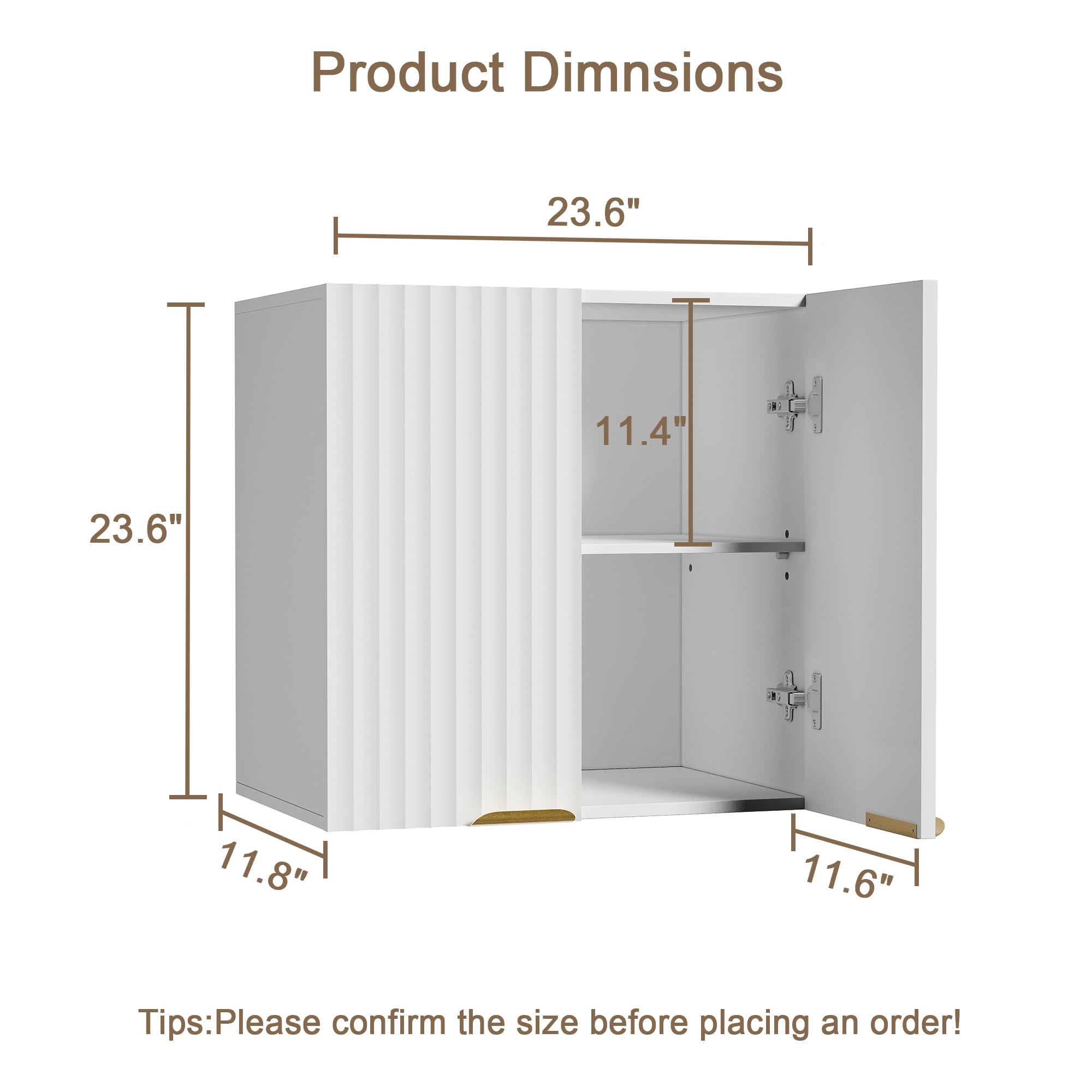 ChooChoo Bathroom Wall Cabinet, Kitchen Storage Cupboard Cabinet with 2 Doors, Fluted Laundry Room Cabinet for Bathroom, Kitchen, Garage, White - Image 3