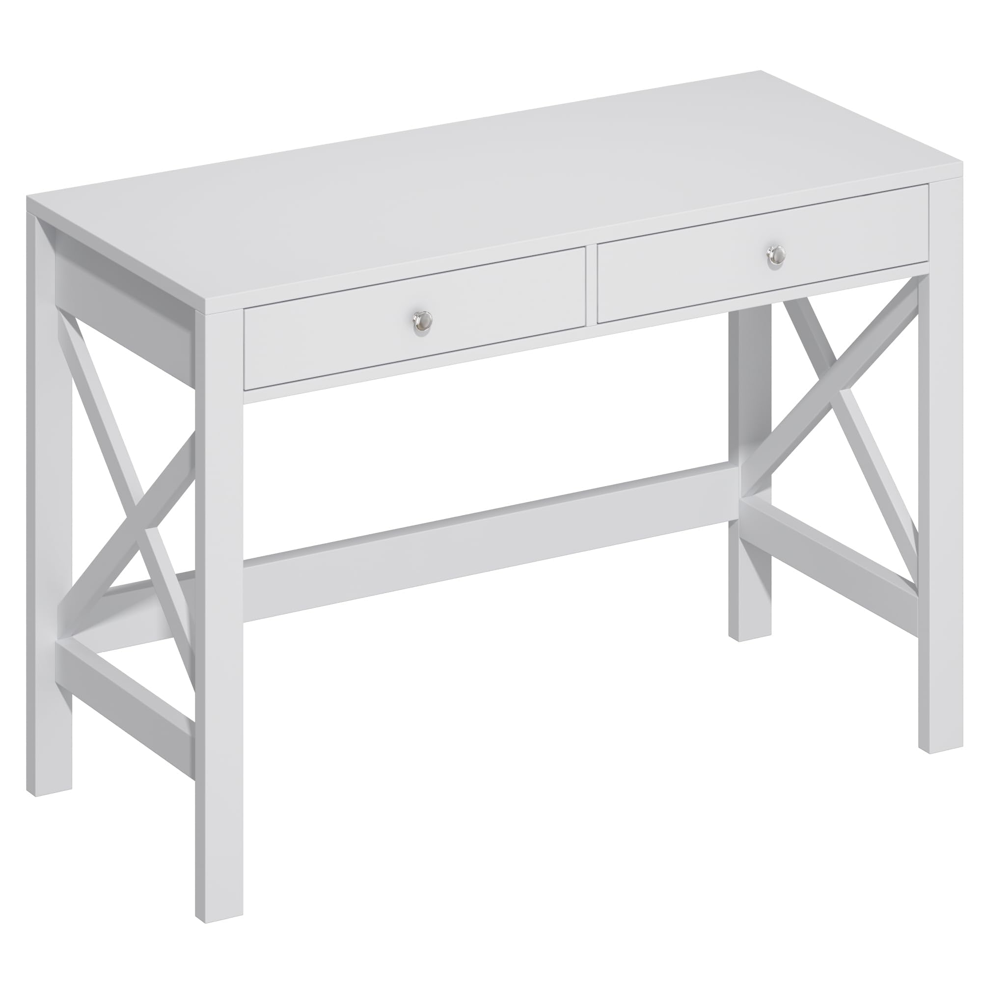 ChooChoo Computer Desk Study for Home Office, Modern Simple 40 Inches Desk with Drawers, Makeup Vanity Console Table, White - Image 3