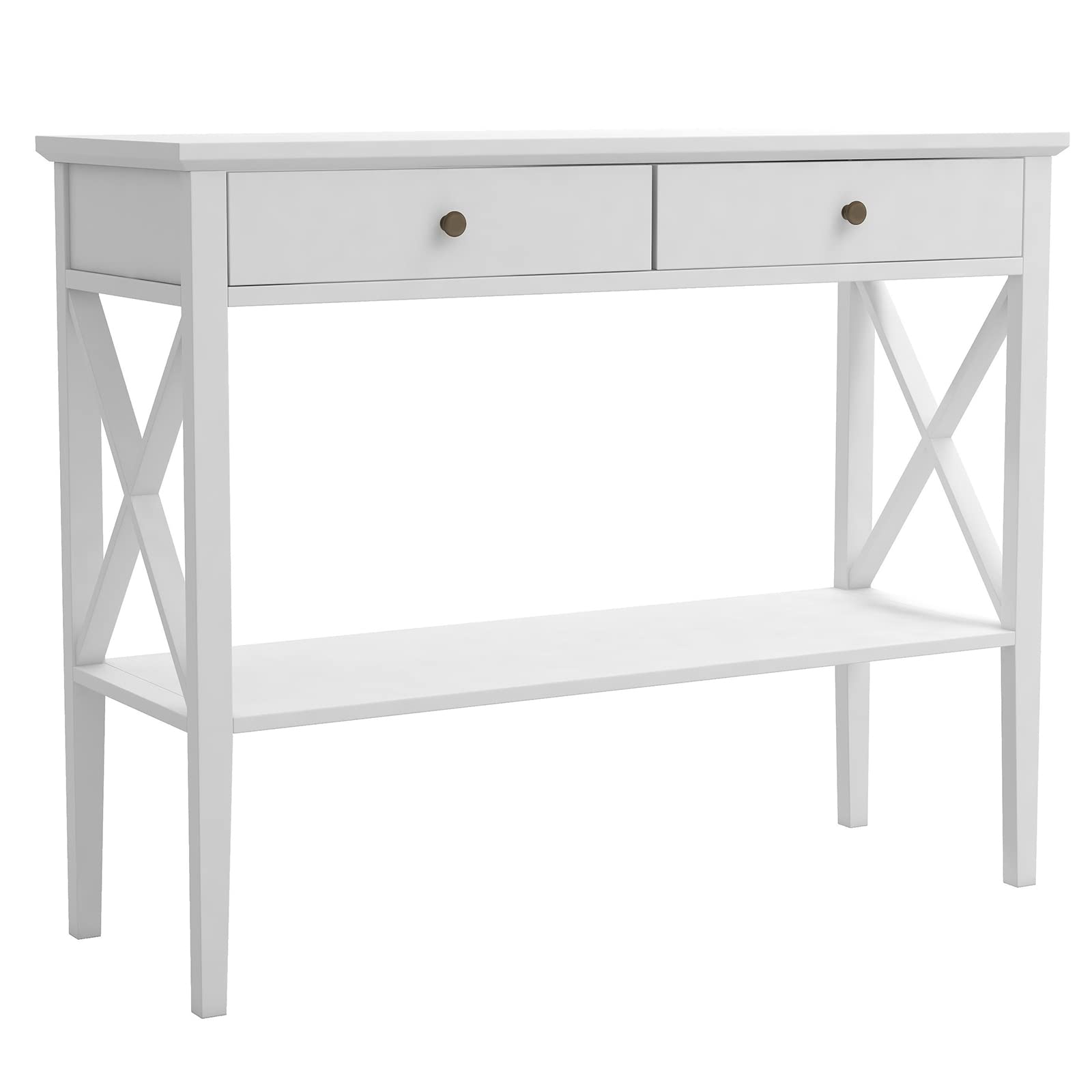 ChooChoo Console Table with Drawers, Narrow Wood Accent Sofa Table Entryway Table with Storage Shelf for Entryway, Front Hall, Hallway, Living Room, White - Image 6