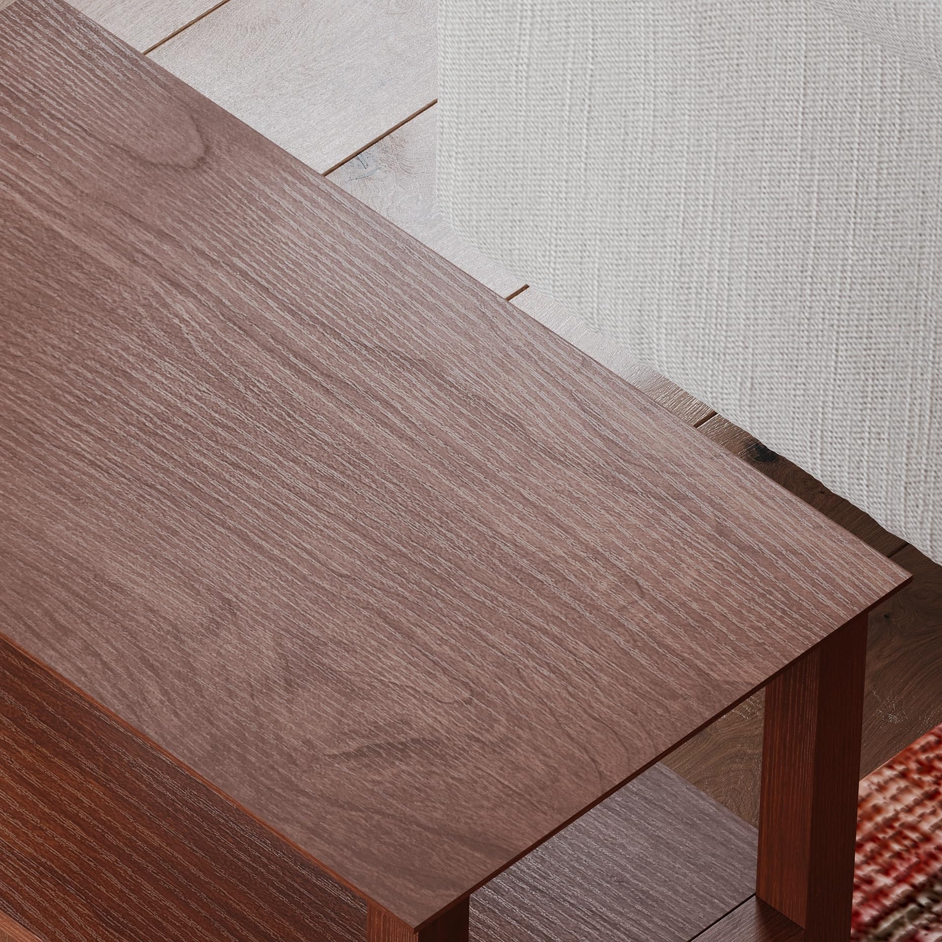 ChooChoo End Tables Living Room Set of 2, 3-Tier Narrow Nightstand with with 2 Drawers, Slim Bedside Tables for Living Room, Bedroom, Small Space, Cherry Brown - Image 6