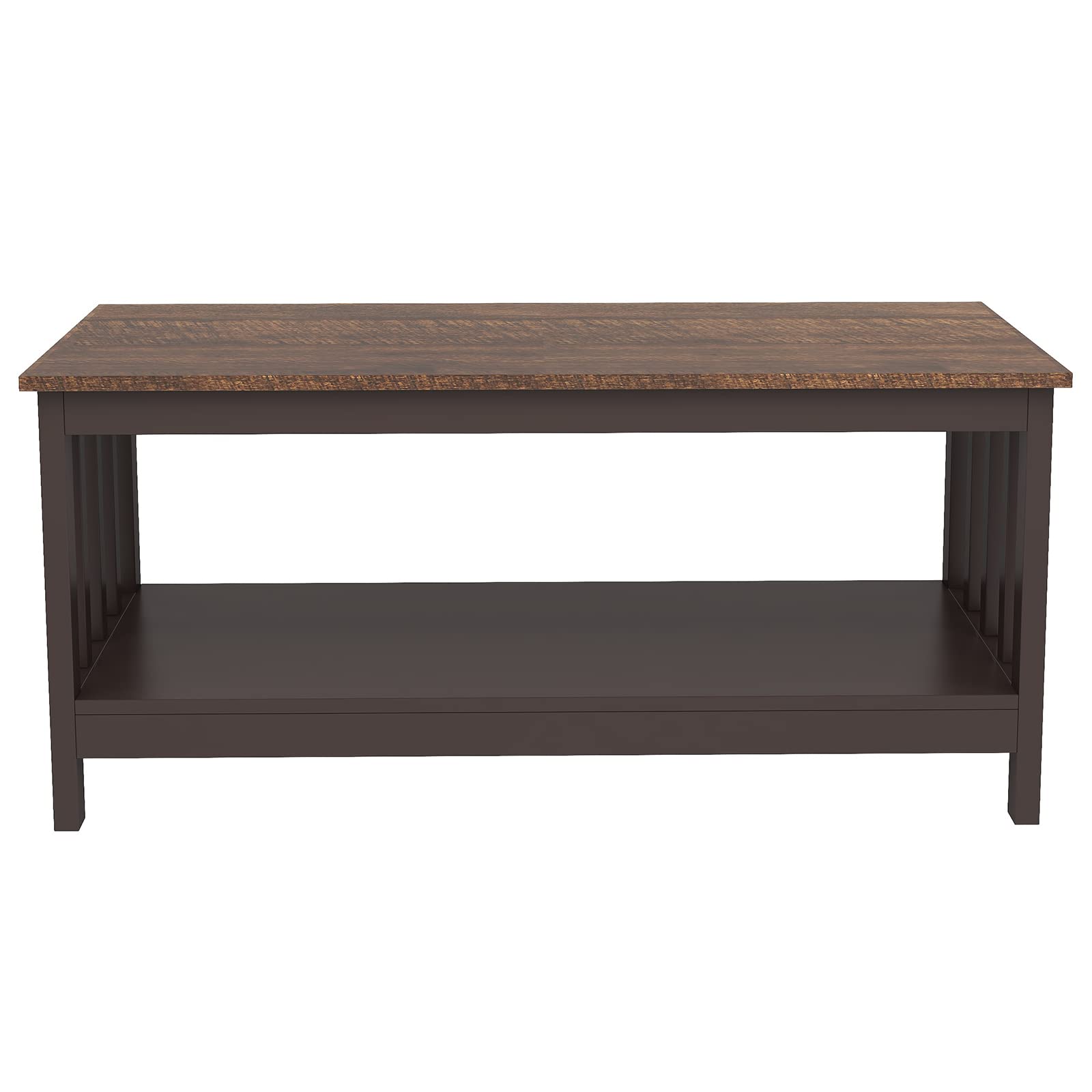 ChooChoo Farmhouse Coffee Table, Espresso Living Room Table with Shelf, 40 Inch - Image 8