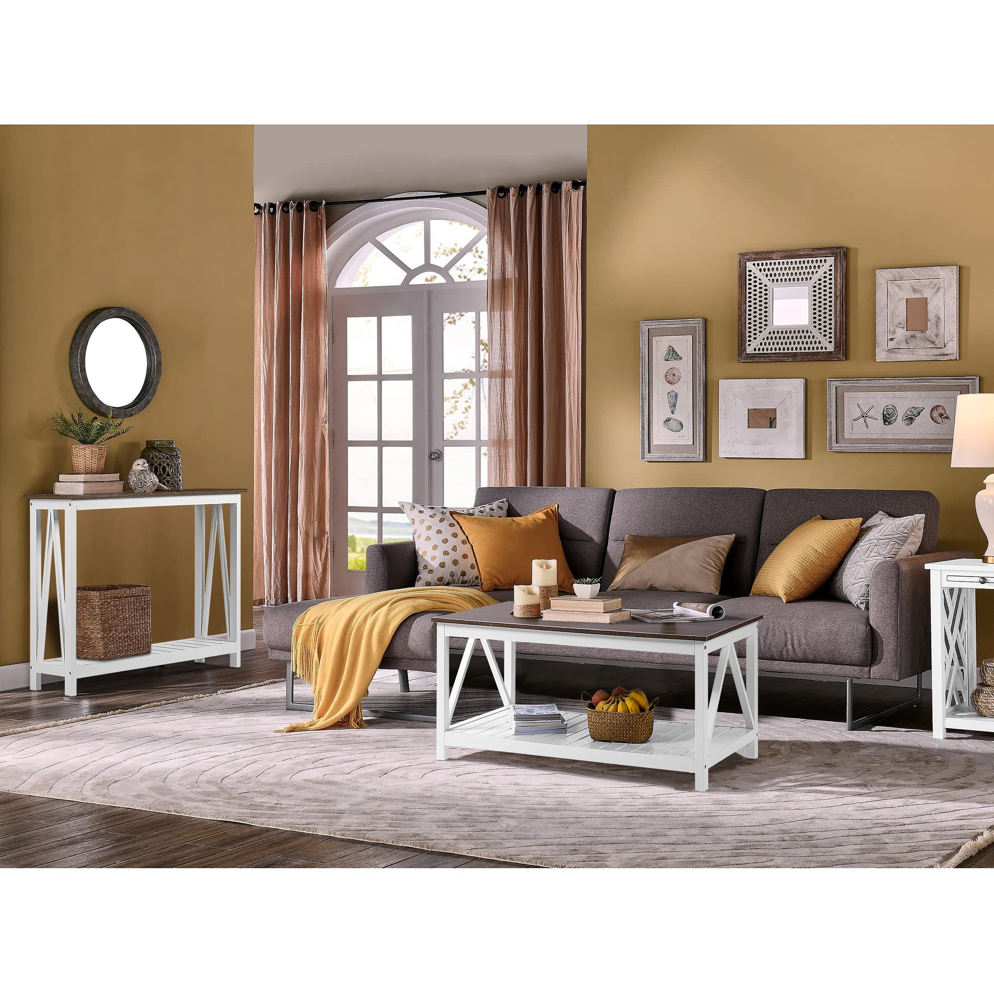 ChooChoo Farmhouse Console Table, Rustic Vintage Narrow Sofa Table for Entryway, Living Room, Hallway, 40 White - Image 4