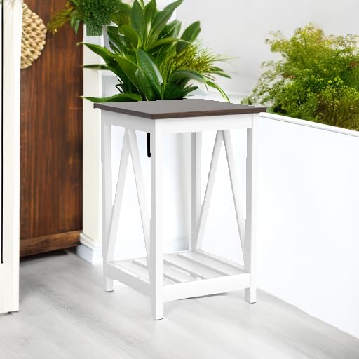 ChooChoo Farmhouse End Table, Rustic Vintage End Side Table with Storage Shelf for Small Spaces, Nightstand Sofa Table for Living Room, Bedroom White 2 Pack - Image 6