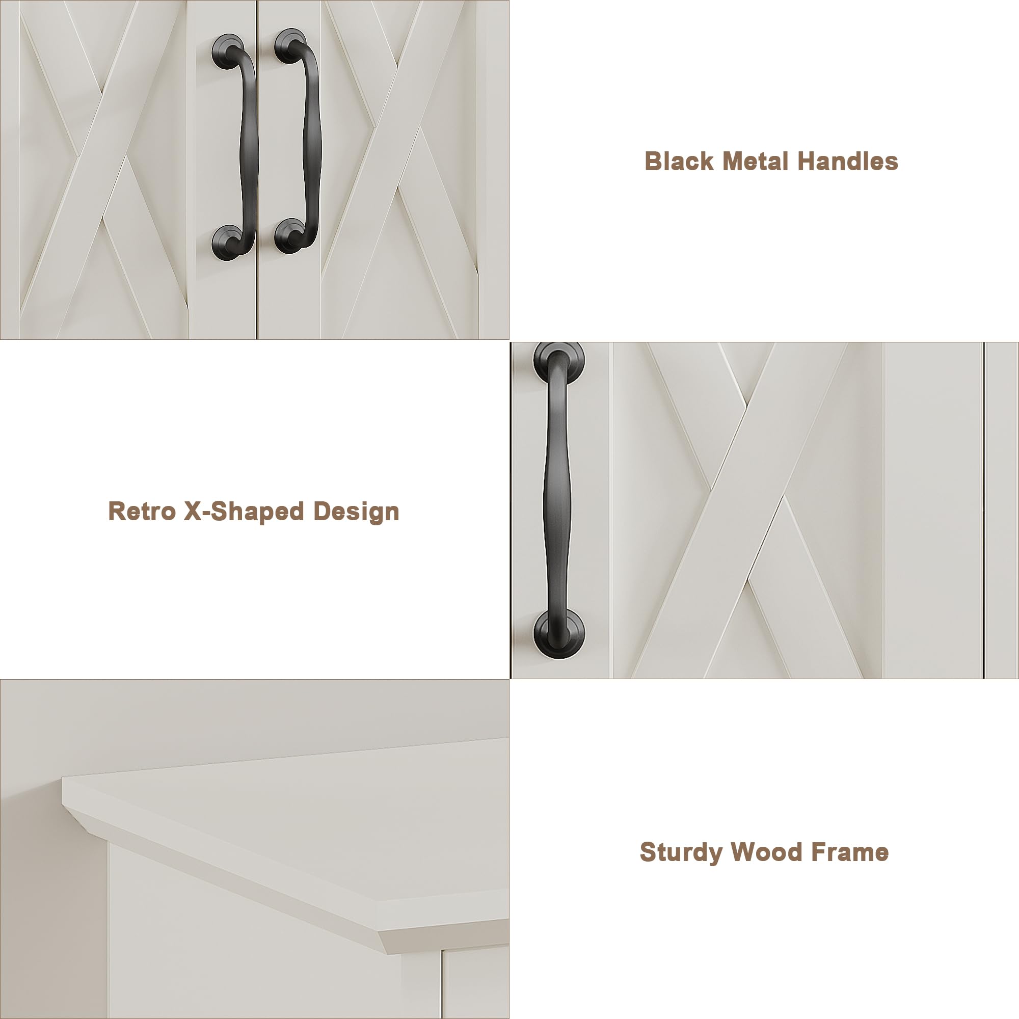 ChooChoo Farmhouse Medicine Cabinet, Bathroom Wall Cabinet with Adjustable Shelf, Towel Bar, 3 Hooks, Over The Toilet Storage Cabinet for Bathroom, Kitchen, White - Image 6