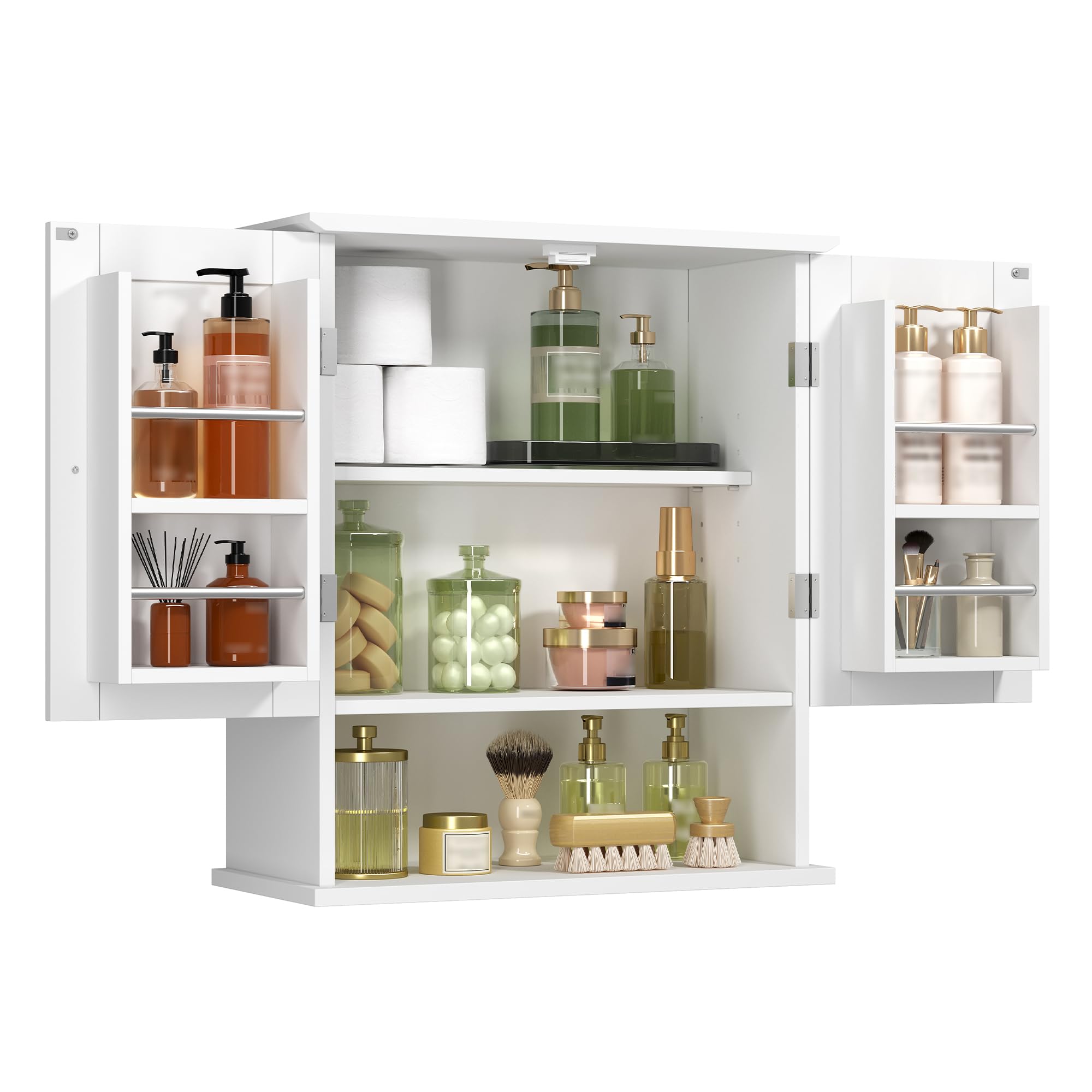 ChooChoo Kitchen Cabinet Wall Mounted, Laundry Room Cabinet with Door Shelves, Bathroom Wall Cabinet with Adjustable Shelf, Medicine Cabinet for Bathroom, Kitchen, Laundry Room, White - Image 7