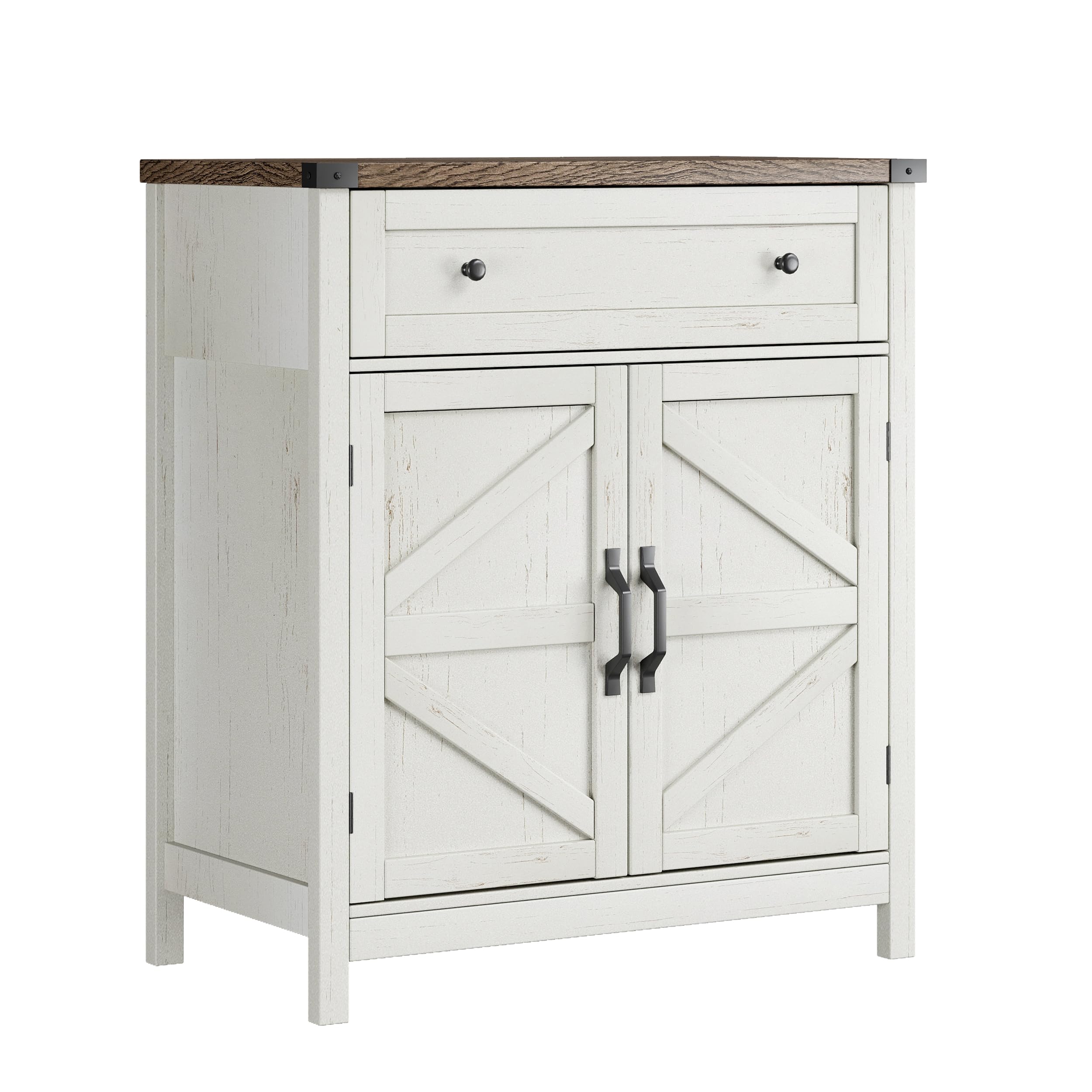 ChooChoo Kitchen Storage Cabinet, Coffee Bar Cabinet, Farmhouse Buffet Sideboard with Drawer for Kitchen, Living Room, White - Image 8