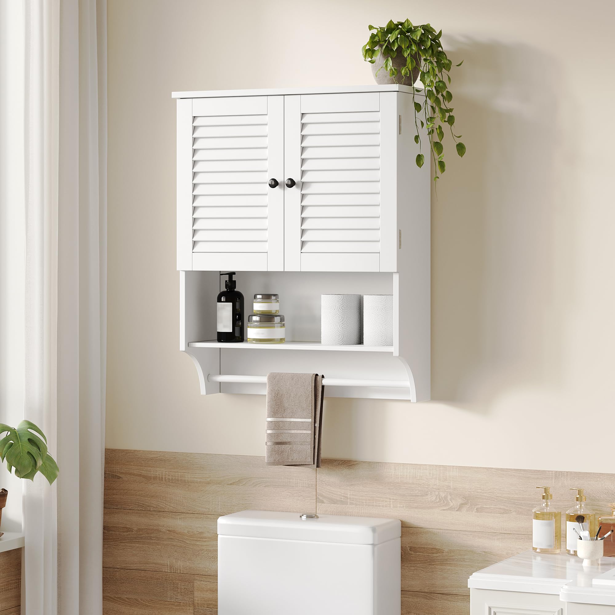 ChooChoo Medicine Cabinet, Bathroom Wall Cabinet, 2 Doors Over The Toilet Space Saver Storage Cabinet with Large Space, White - Image 7