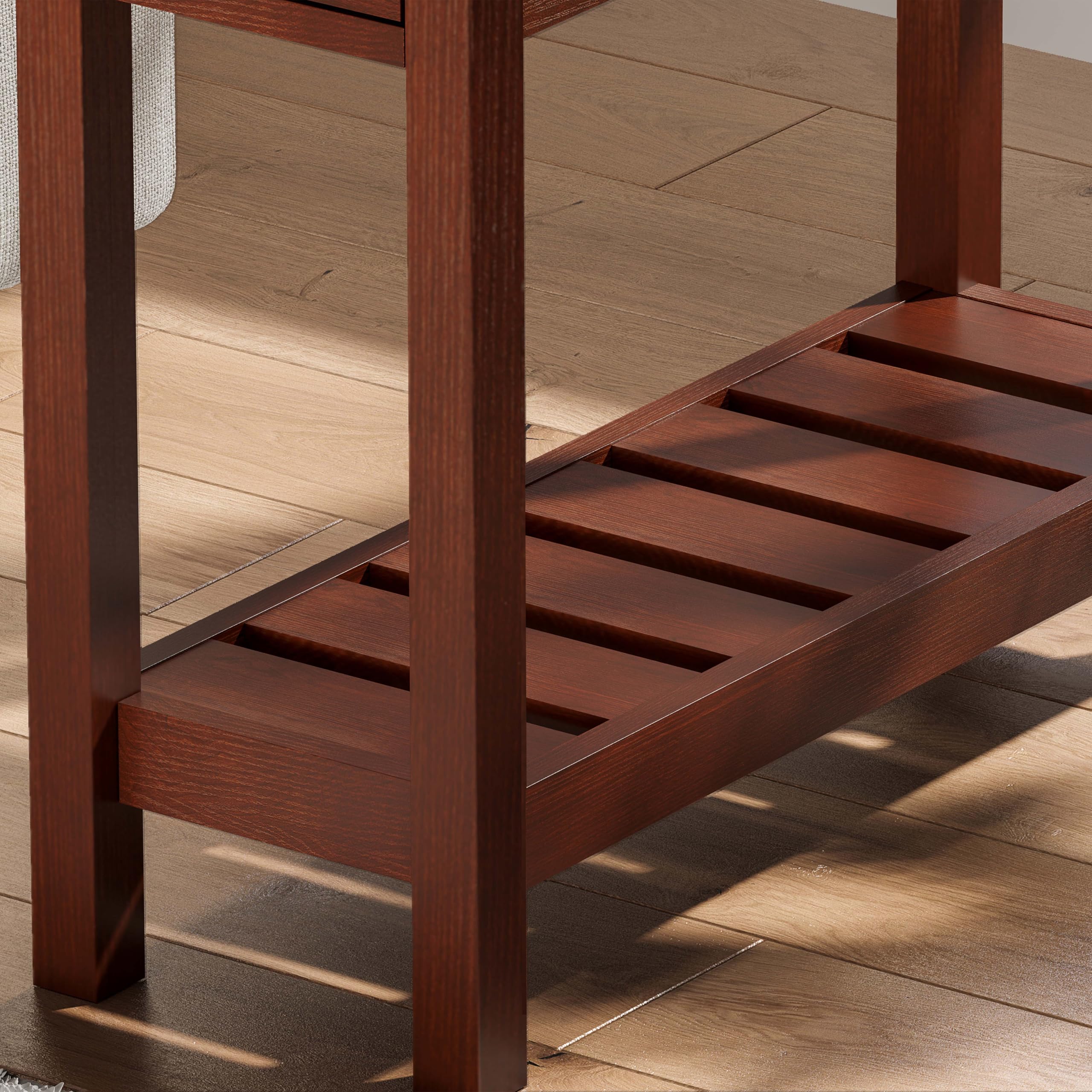 ChooChoo Narrow End Table, Small Side Table for Small Spaces, Slim End Table with Drawer, Narrow Nightstand Bedside Table for Living Room Bedroom, Cherry Brown, 2 Pack - Image 7