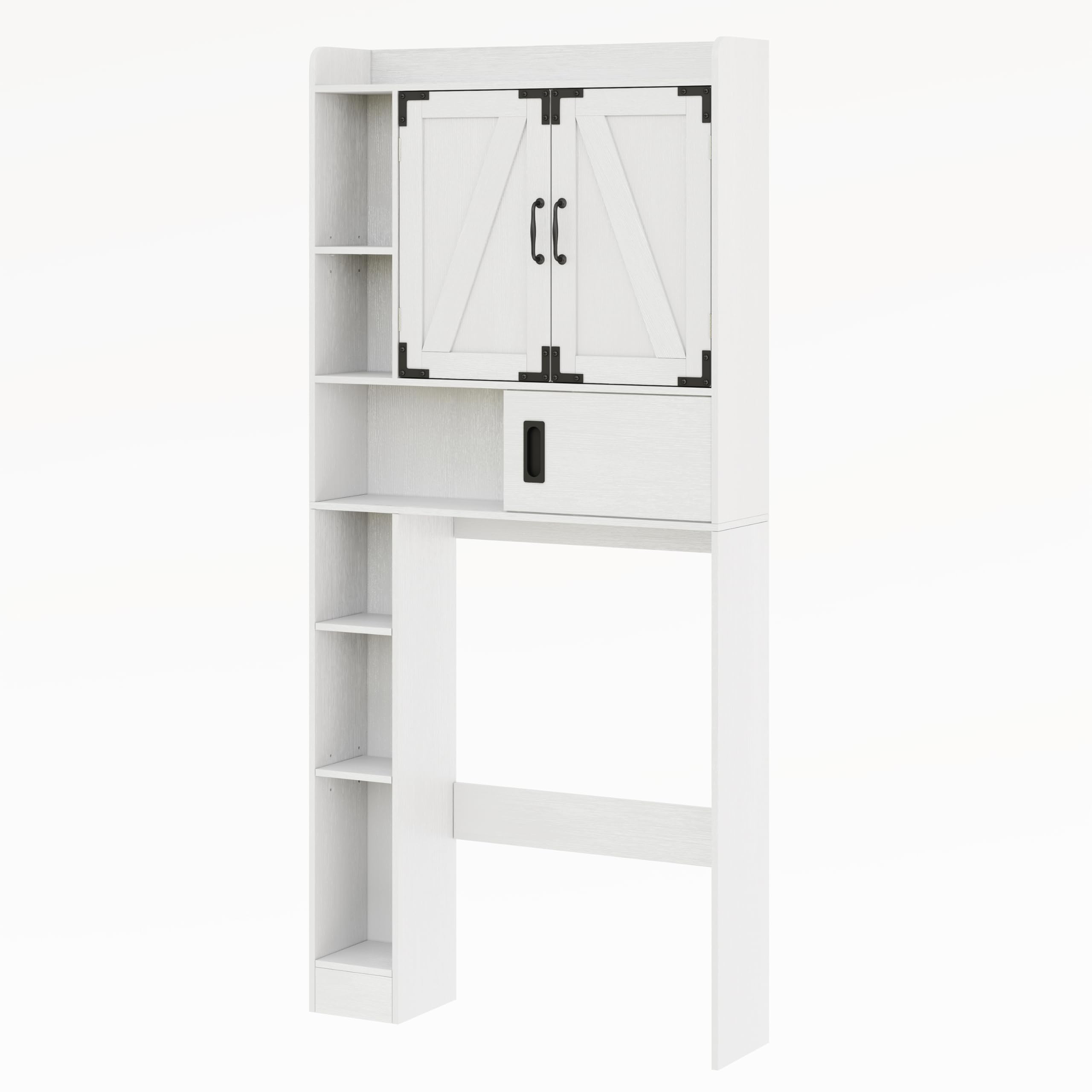 ChooChoo Over The Toilet Storage Cabinet, Farmhouse Bathroom Storage Cabinet with Sliding Door, Over Toilet Storage with Adjustable Shelves, Space-Saving, Antique White - Image 7