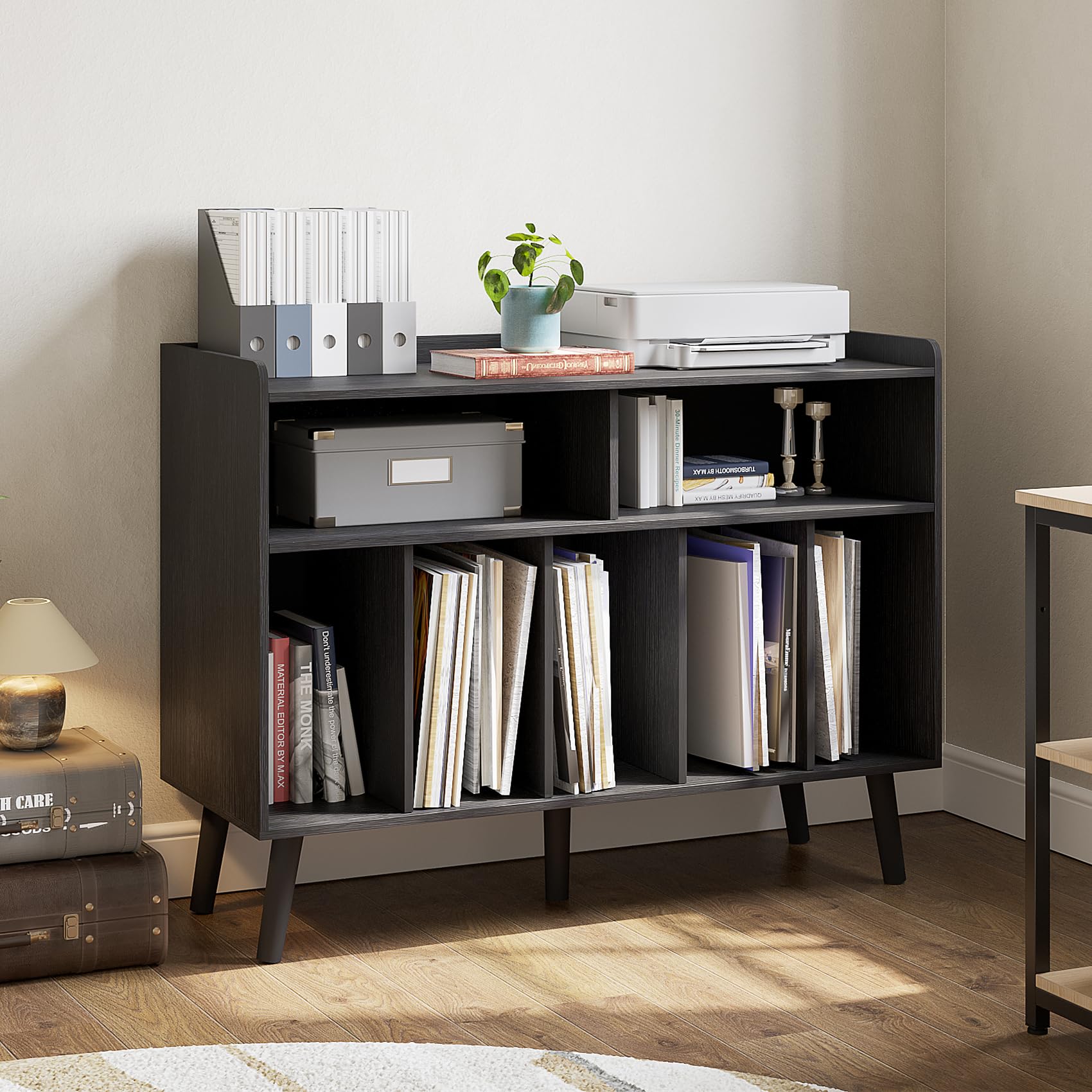 ChooChoo Record Player Stand, Turntable Stand with Vinyl Storage, Record Player Cabinet Up to 350 Albums, Cube Storage Organizer for Living Room, Black - Image 7