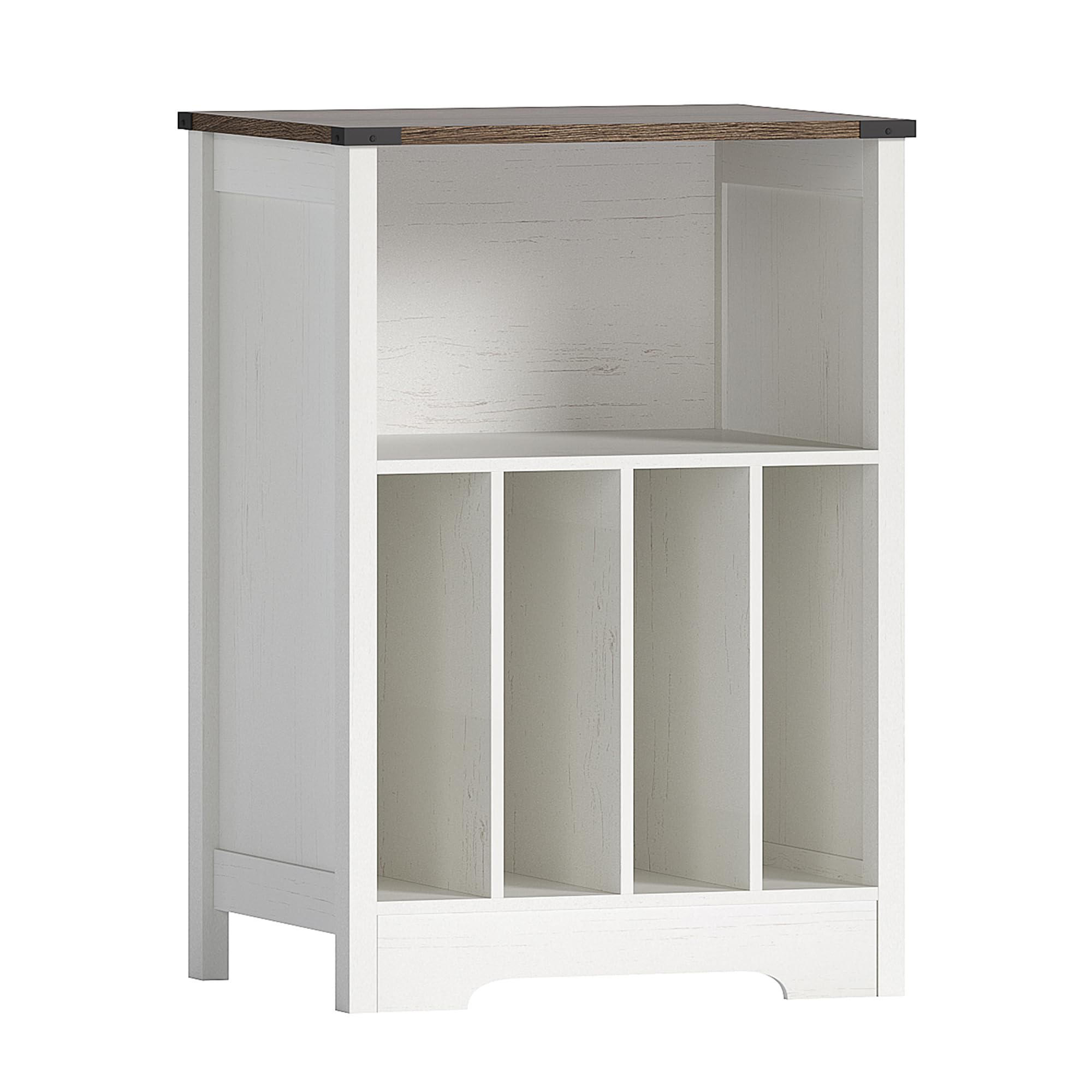 ChooChoo Record Player Stand, Vinyl Record Storage Cabinet, Turntable Stand Holds up to 160 Albums, Record Player Table Display Shelf for Living Room, Bedroom, Office, Rustic White - Image 9