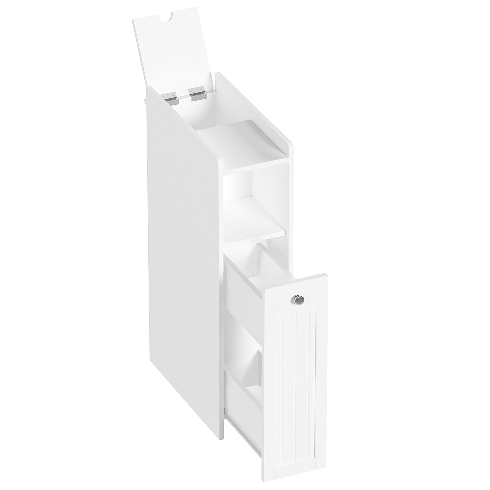 ChooChoo Slim Bathroom Storage Cabinet, Small Narrow Storage Organizer with Slide Out Drawers, Freestanding Toilet Paper Holder, Bathroom Cabinet for Small Places, White - Image 8