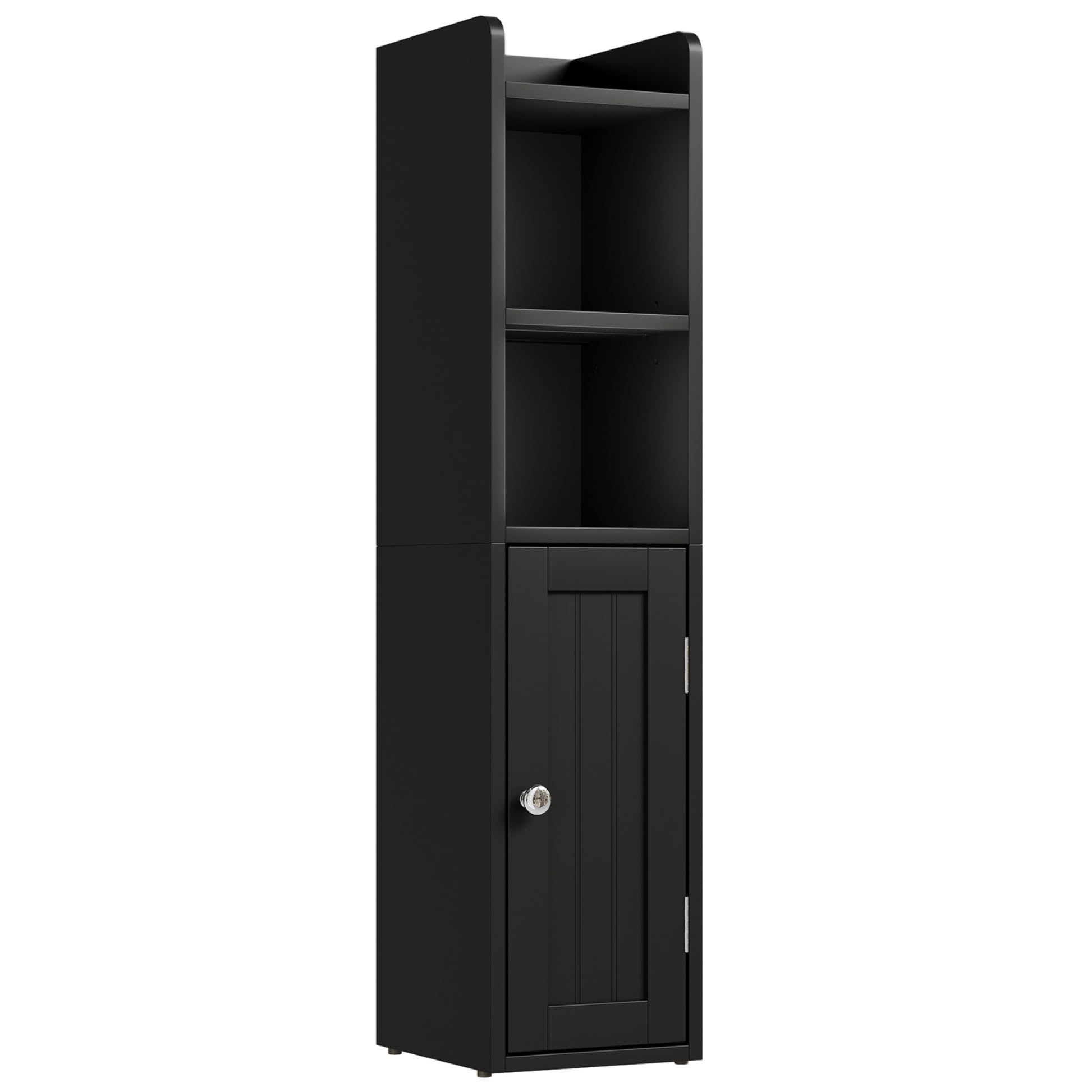 ChooChoo Small Bathroom Storage Cabinet, 7.1“W * 7.9”D Corner Floor Cabinet with Door and Adjustable Shelf, Narrow Toilet Paper Cabinets, Slim Bathroom Organizers for Small Spaces and Bathroom, Black - Image 9