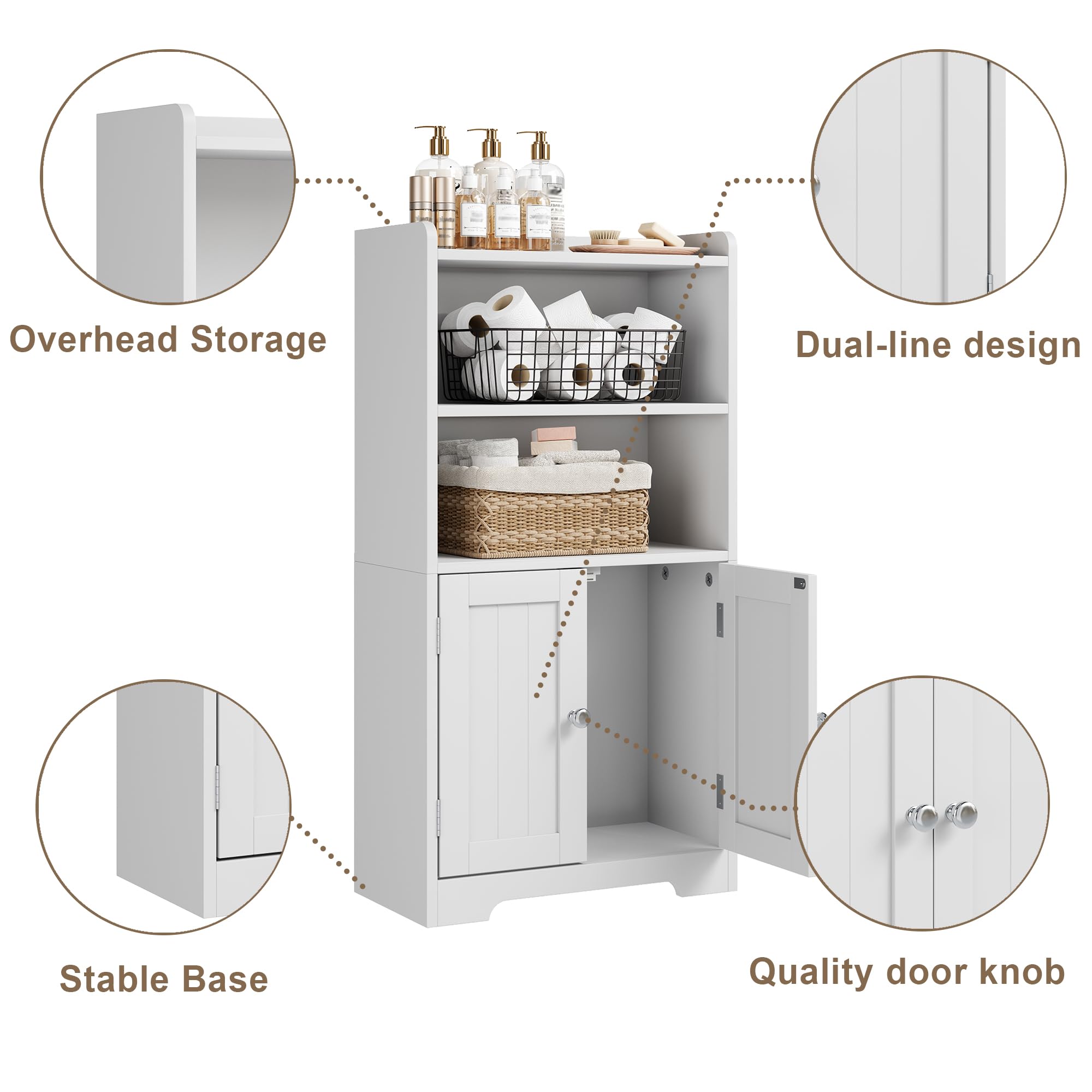 ChooChoo Small Bathroom Storage Cabinet, Narrow Toilet Paper Cabinet with 2 Door and Shelves, Freestanding Bathroom Floor Cabinet and Organizers for Small Spaces, 7.8" D * 15.7" W * 30.7" H, White - Image 5