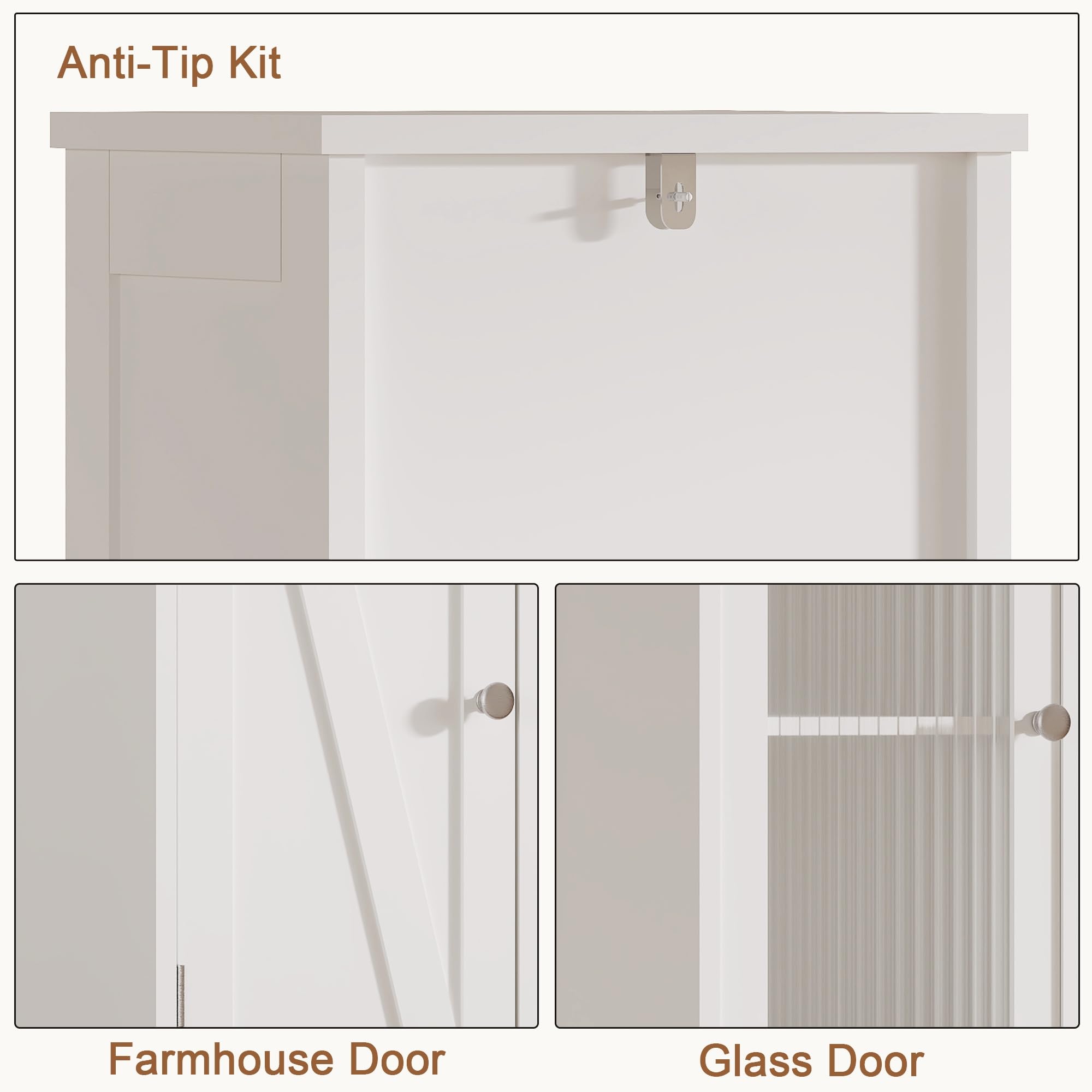 ChooChoo Tall Bathroom Storage Cabinet with Light, 5-Tier Narrow Bathroom Cabinet with 2 Doors, Slim Storage Linen Cabinet Freestanding with Adjustable Shelves for Space Saving, White - Image 8